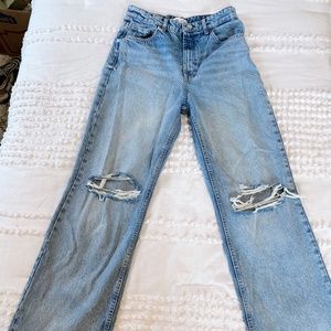Zara Ripped Wide Leg Jeans